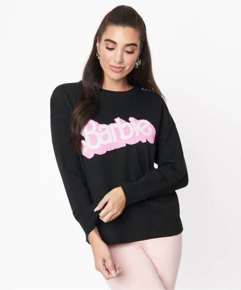 Barbie x Unique Vintage Black Barbie Logo Sweater - Spoiled Brat