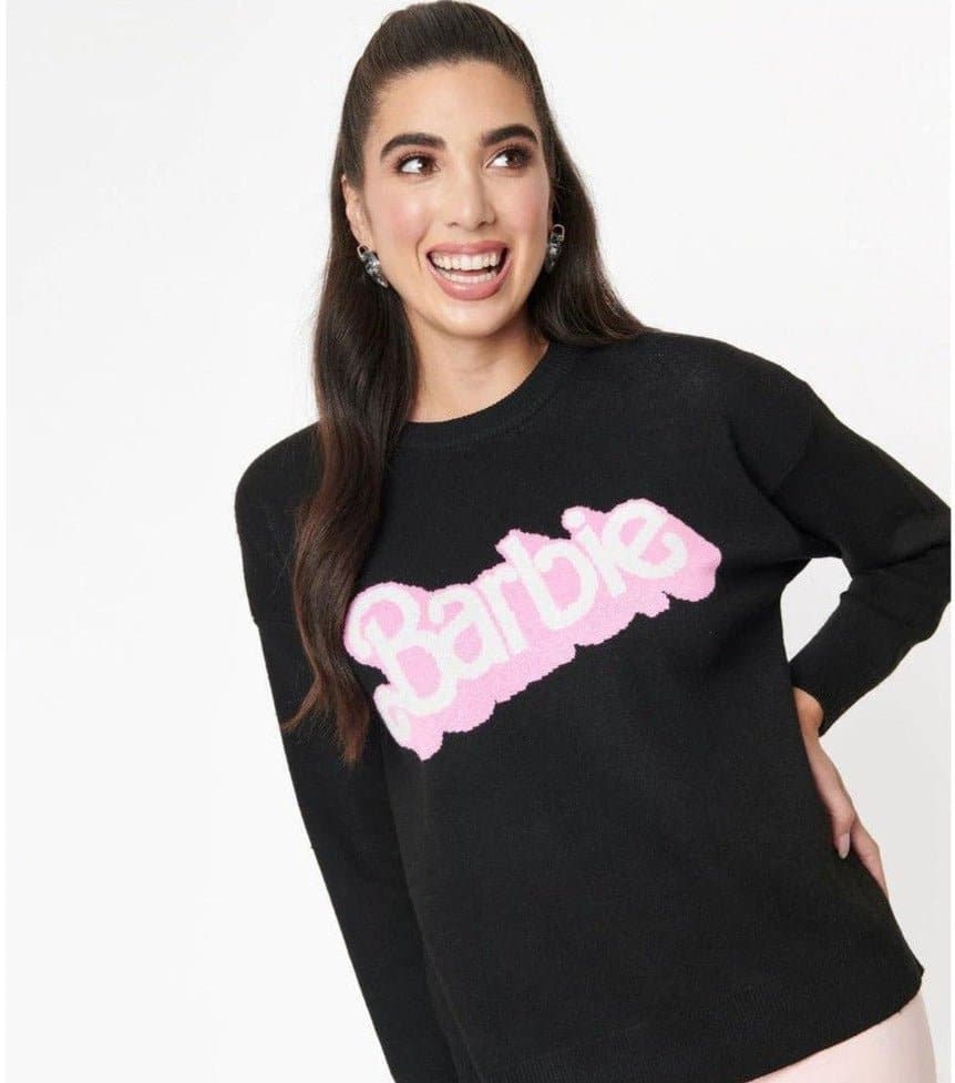 Barbie x Unique Vintage Black Barbie Logo Sweater - Spoiled Brat