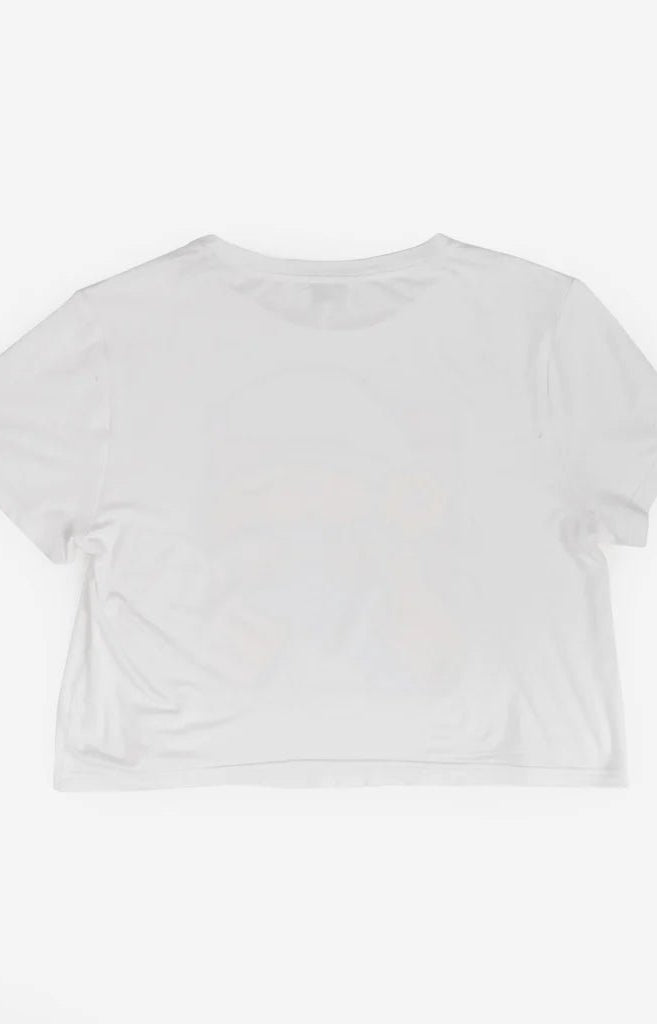 The Smurfs x Unique Vintage White Cropped Graphic Tee Top by Unique Vintage as seen on celebrities