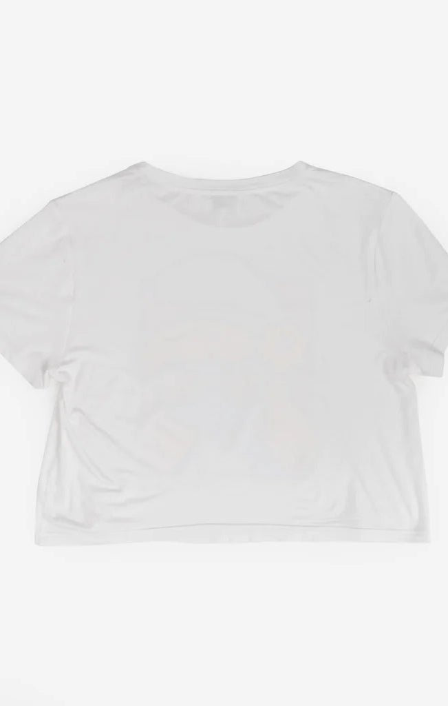 The Smurfs x Unique Vintage White Cropped Graphic Tee Top by Unique Vintage as seen on celebrities