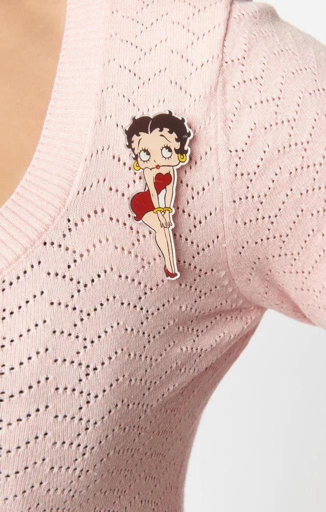 Unique Vintage Betty Boop x Unique Vintage Light Pink Sweetheart Cardigan Cardigan by Unique Vintage as seen on celebrities