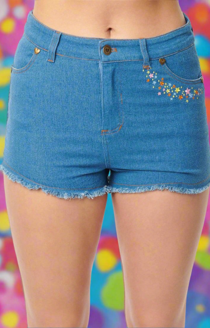 Care Bears x Unique Vintage Funshine Denim Shorts Shorts by Unique Vintage as seen on celebrities