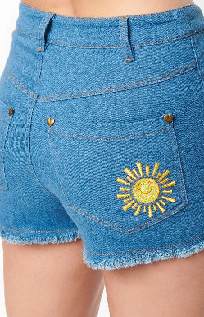 Care Bears x Unique Vintage Funshine Denim Shorts Shorts by Unique Vintage as seen on celebrities