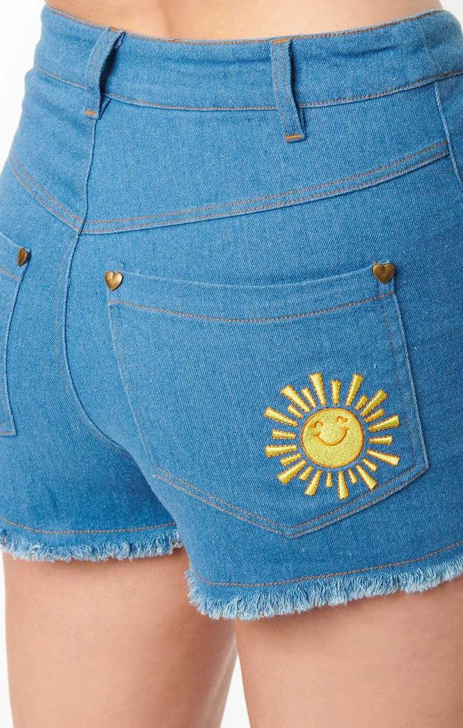 Care Bears x Unique Vintage Funshine Denim Shorts Shorts by Unique Vintage as seen on celebrities