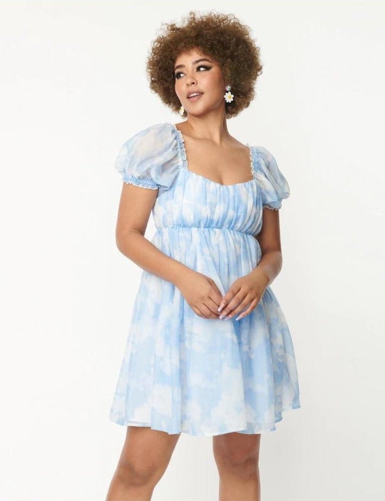 Unique Vintage Cloud Print Belle Babydoll Dress Dress by Unique Vintage as seen on celebrities