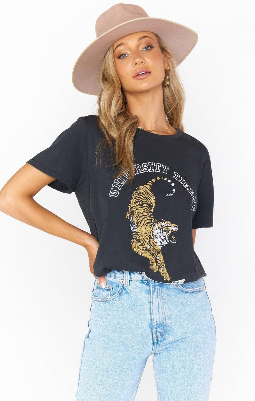 Shop Show Me Your Mumu Show Me Your Mumu Oliver University Tiger Graphic Tee T-Shirt for women – premium loungewear and festival fashion at Spoiled Brat