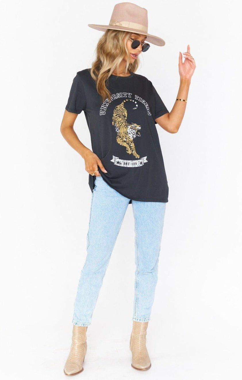 Shop Show Me Your Mumu Show Me Your Mumu Oliver University Tiger Graphic Tee T-Shirt for women – premium loungewear and festival fashion at Spoiled Brat