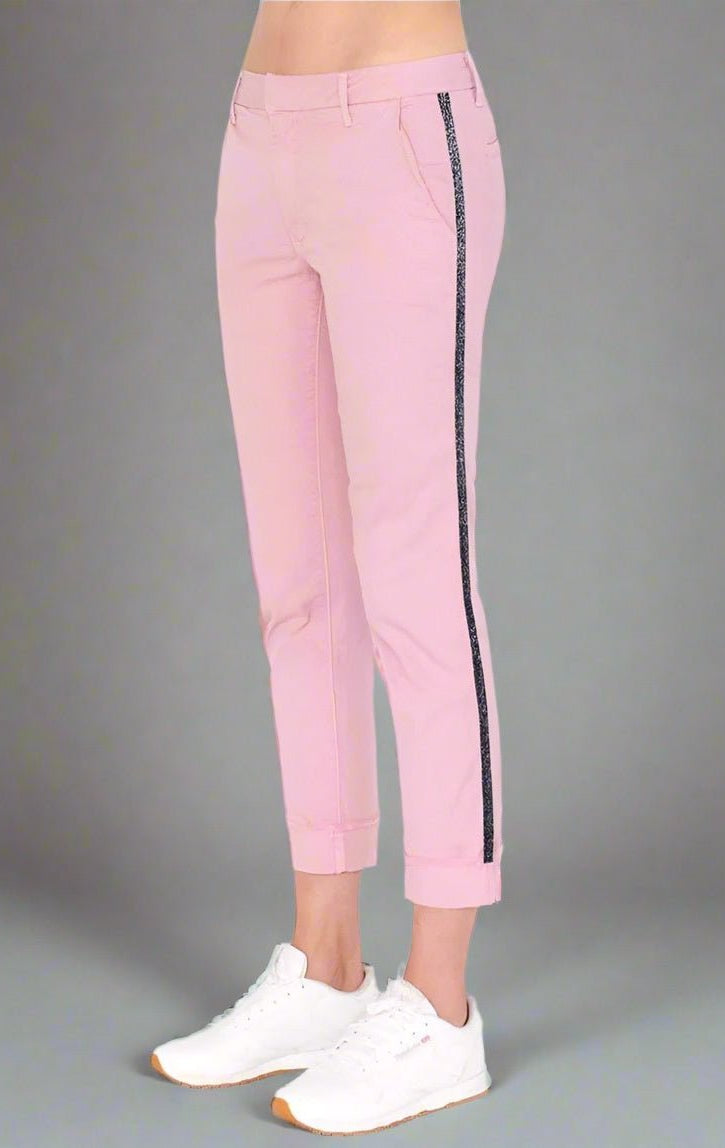 Shop Sundry Sundry Glitter Stripe Roll Up Chino Trousers Trousers for women – premium loungewear and festival fashion at Spoiled Brat