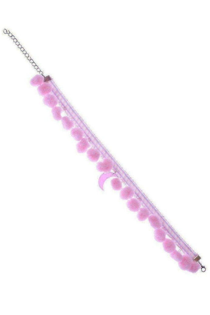 Shop Suzywan DELUXE Suzywan DELUXE Pink Moon Pom Pom Choker Choker for women – premium loungewear and festival fashion at Spoiled Brat