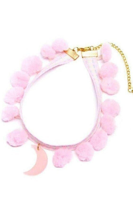 Shop Suzywan DELUXE Suzywan DELUXE Pink Moon Pom Pom Choker Choker for women – premium loungewear and festival fashion at Spoiled Brat