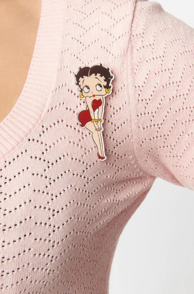 Shop Unique Vintage Unique Vintage Betty Boop x Unique Vintage Light Pink Sweetheart Cardigan Cardigan for women – premium loungewear and festival fashion at Spoiled Brat