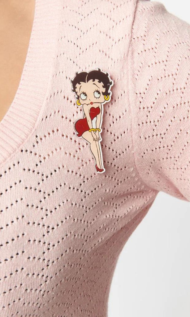 Shop Unique Vintage Unique Vintage Betty Boop x Unique Vintage Light Pink Sweetheart Cardigan Cardigan for women – premium loungewear and festival fashion at Spoiled Brat
