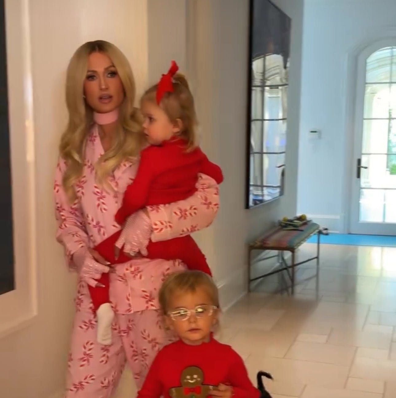 Paris Hilton Spotted in PJ Salvage Candy Cane Pyjamas – That’s Hot 🎄🍭 - Spoiled Brat 