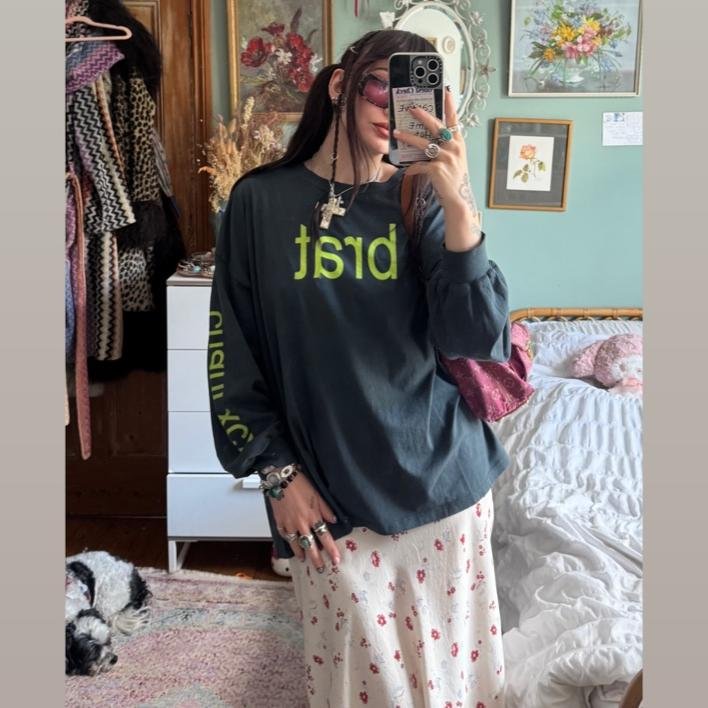 Sarah Louise Thomas in our Daydreamer BRAT Tee - Spoiled Brat 