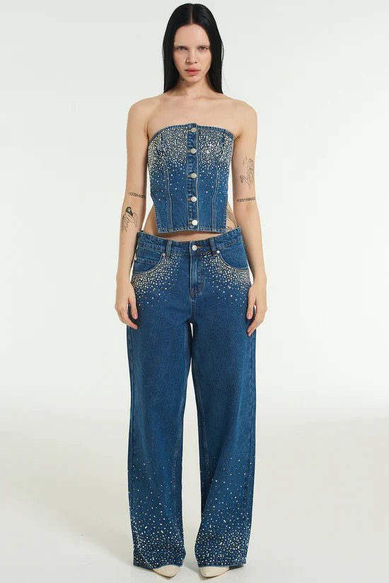 High Waisted Wide Leg Trousers - Spoiled Brat 