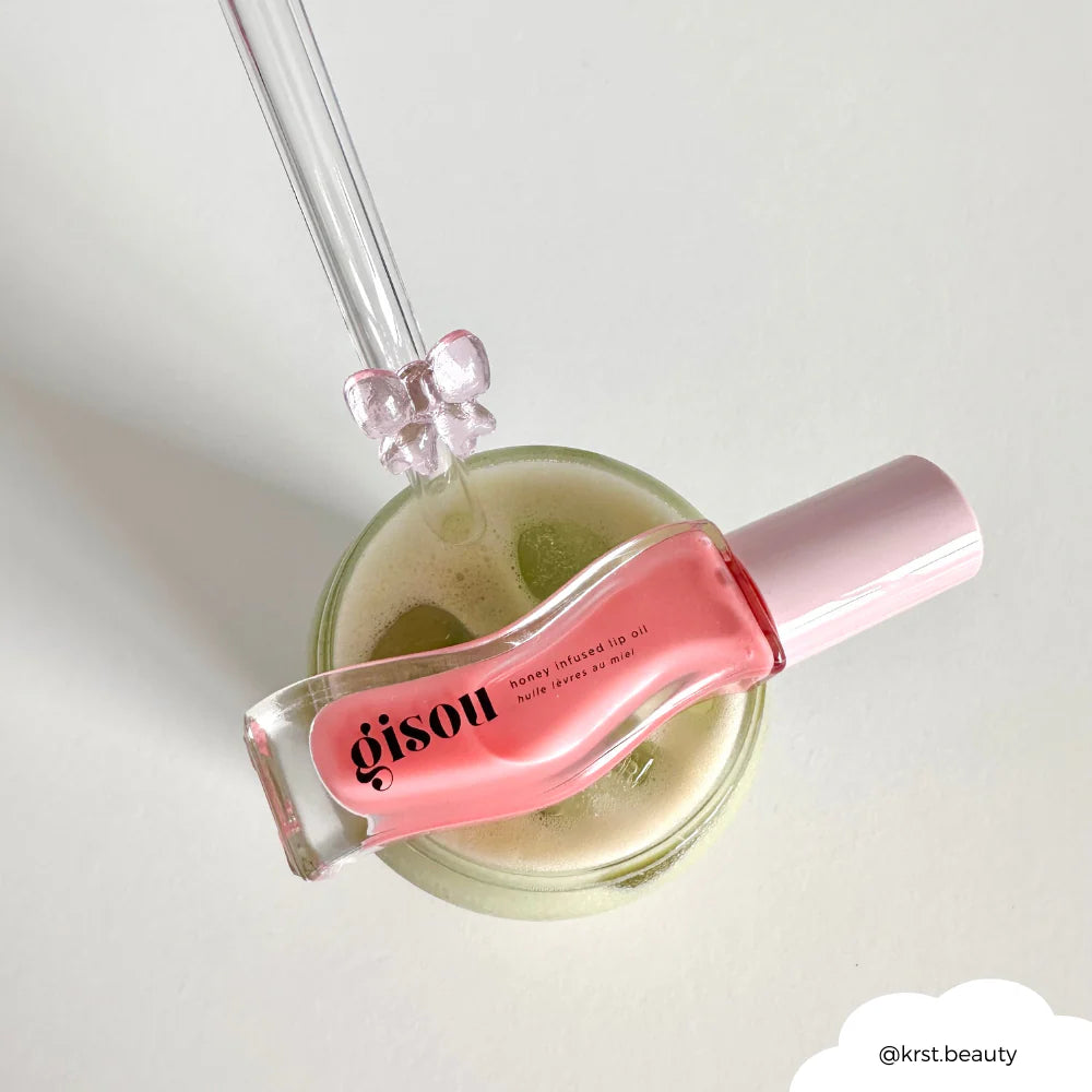 Coconut Lane Glass Straw with Pink Bows Straws by Coconut Lane as seen on celebrities