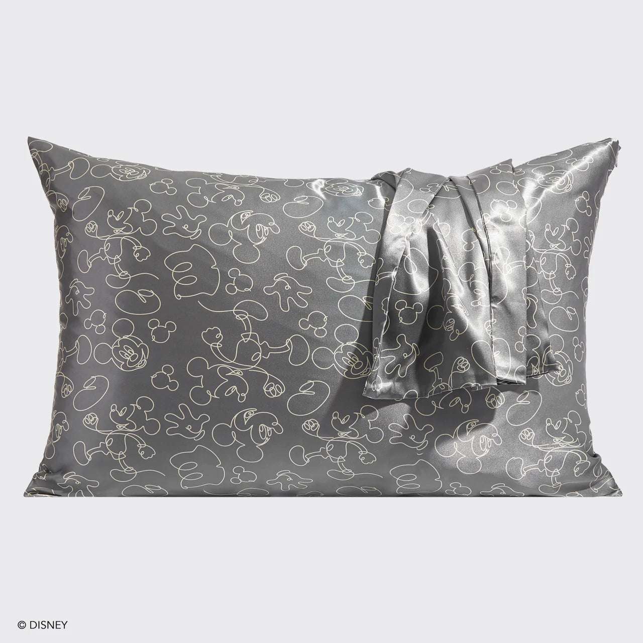 Kitsch & Mickey and Minnie Satin Pillowcase Standard Mickey Magic - Charcoal Pillow by Kitsch as seen on celebrities