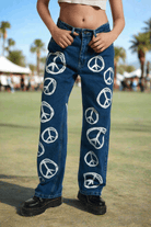 The Ragged Priest Peace Printed Dad Jeans as seen on Chloe Sims Boyfriend Jeans by The Ragged Priest as seen on celebrities