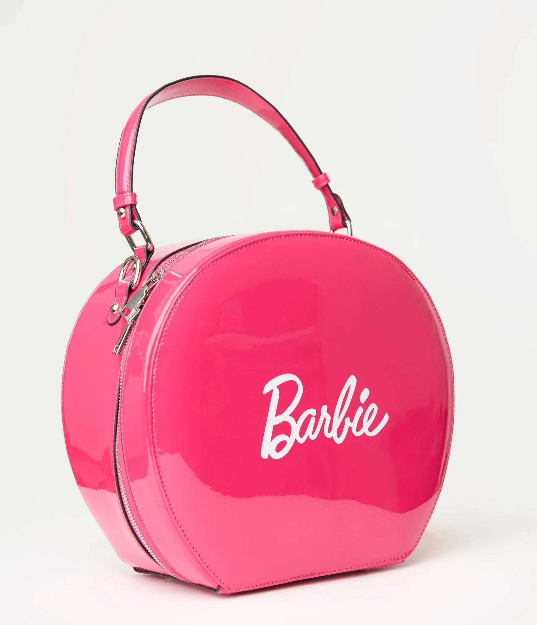 Barbie X Unique Vintage 1950s Pink Leatherette Commuter Set Circle Bag Cross Body Bag by Unique Vintage as seen on celebrities