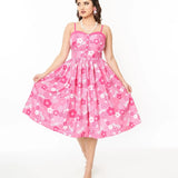 Barbie X Unique Vintage Pink Barbie Print Swing Dress Dress by Unique Vintage as seen on celebrities