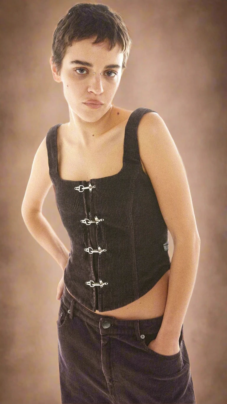 Shop Basic Pleasure Mode Basic Pleasure Mode Hot Chocolate Corset Top online at Spoiled Brat