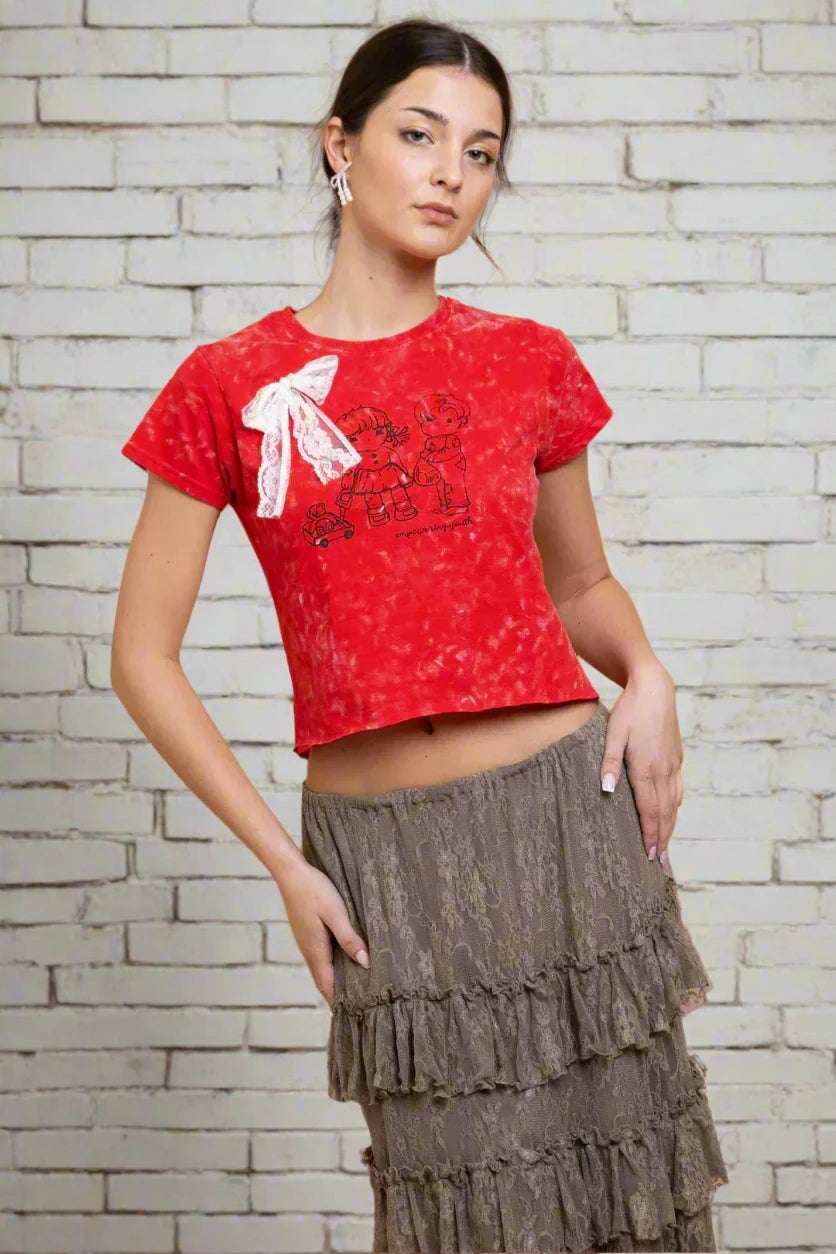 Daisy Street Youth Snow Washed Baby Tee T-Shirts by Daisy Street as seen on celebrities