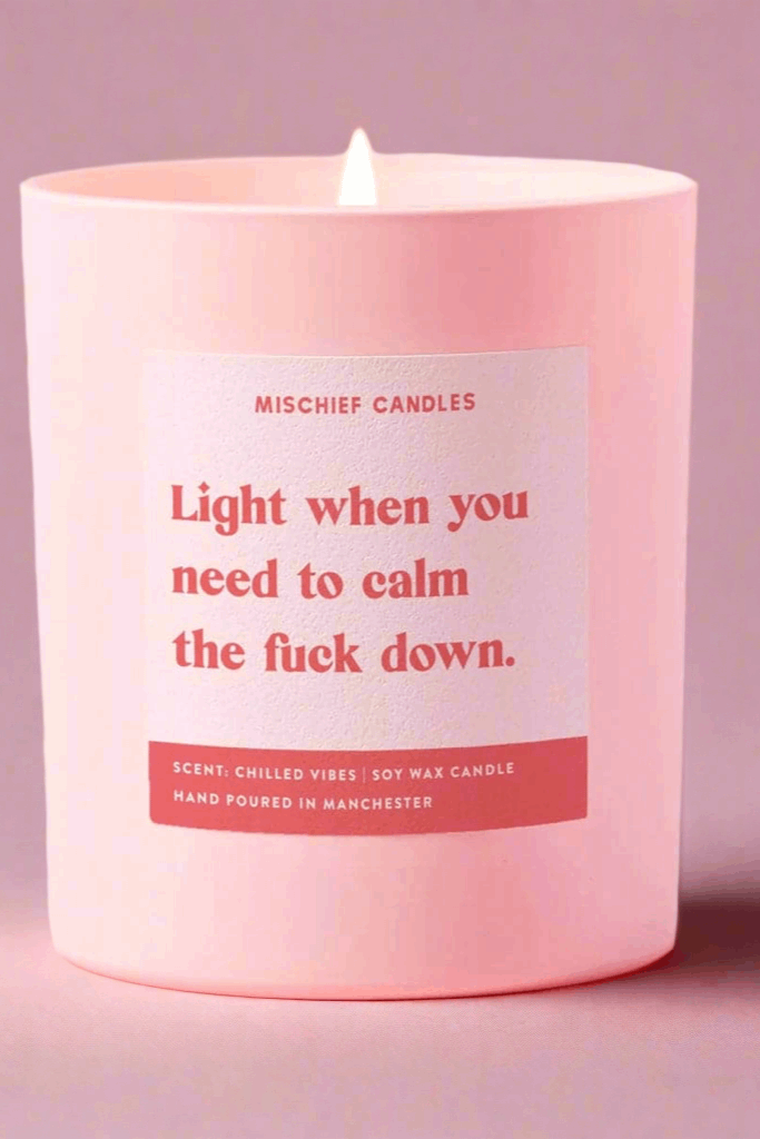 Funny Calm the Fuck Down Friendship Gift Funny Candle Candles by Mischief Candles as seen on celebrities