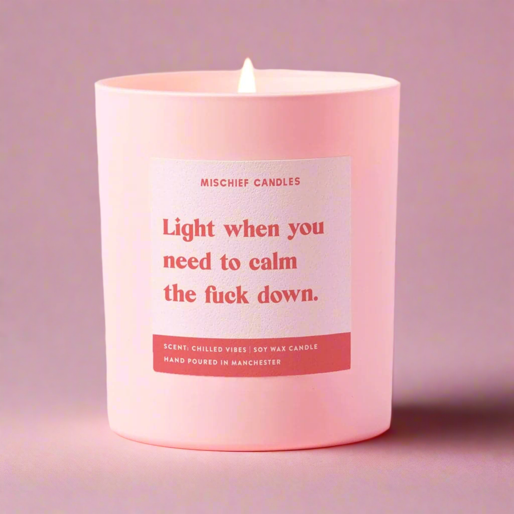 Shop Mischief Candles Funny Calm the Fuck Down Friendship Gift Funny Candle online at Spoiled Brat