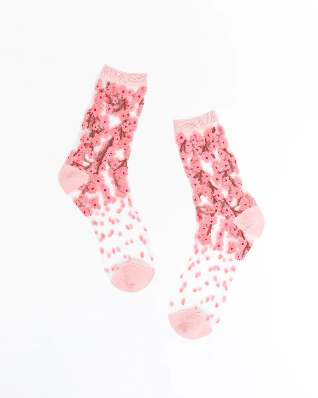 Sock Candy Cherry Blossom Sheer Crew Sock