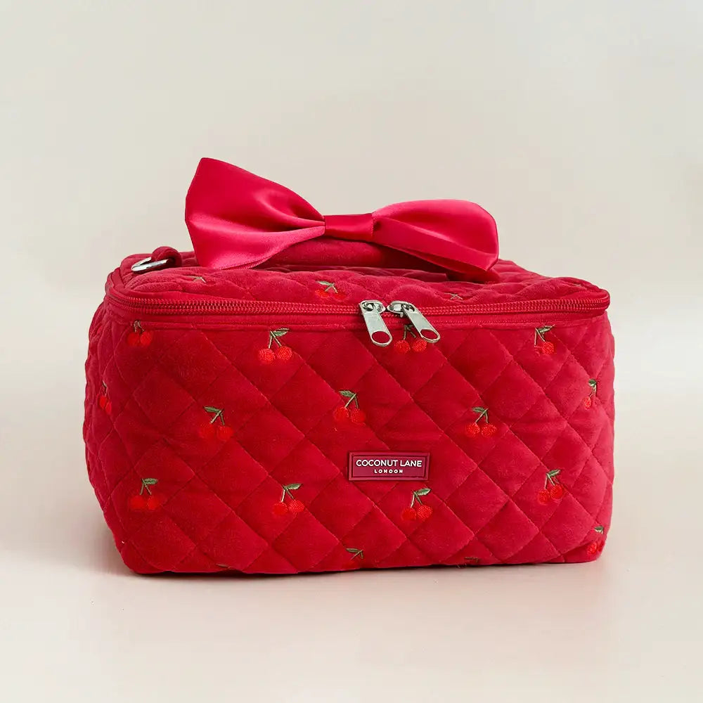 Coconut Lane Travel Vanity Case in Cherry Velvet