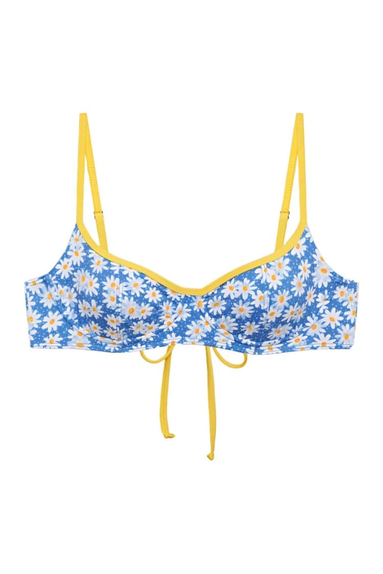 Shop Frankies Bikinis Frankies Bikinis Cola Underwire Balconette Bikini Top in Blue Daisy online at Spoiled Brat