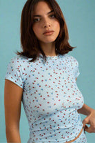 Daisy Street Ditsy Ribbed Jersey Lace Trimmed Baby Tee Pyjamas by Daisy Street as seen on celebrities