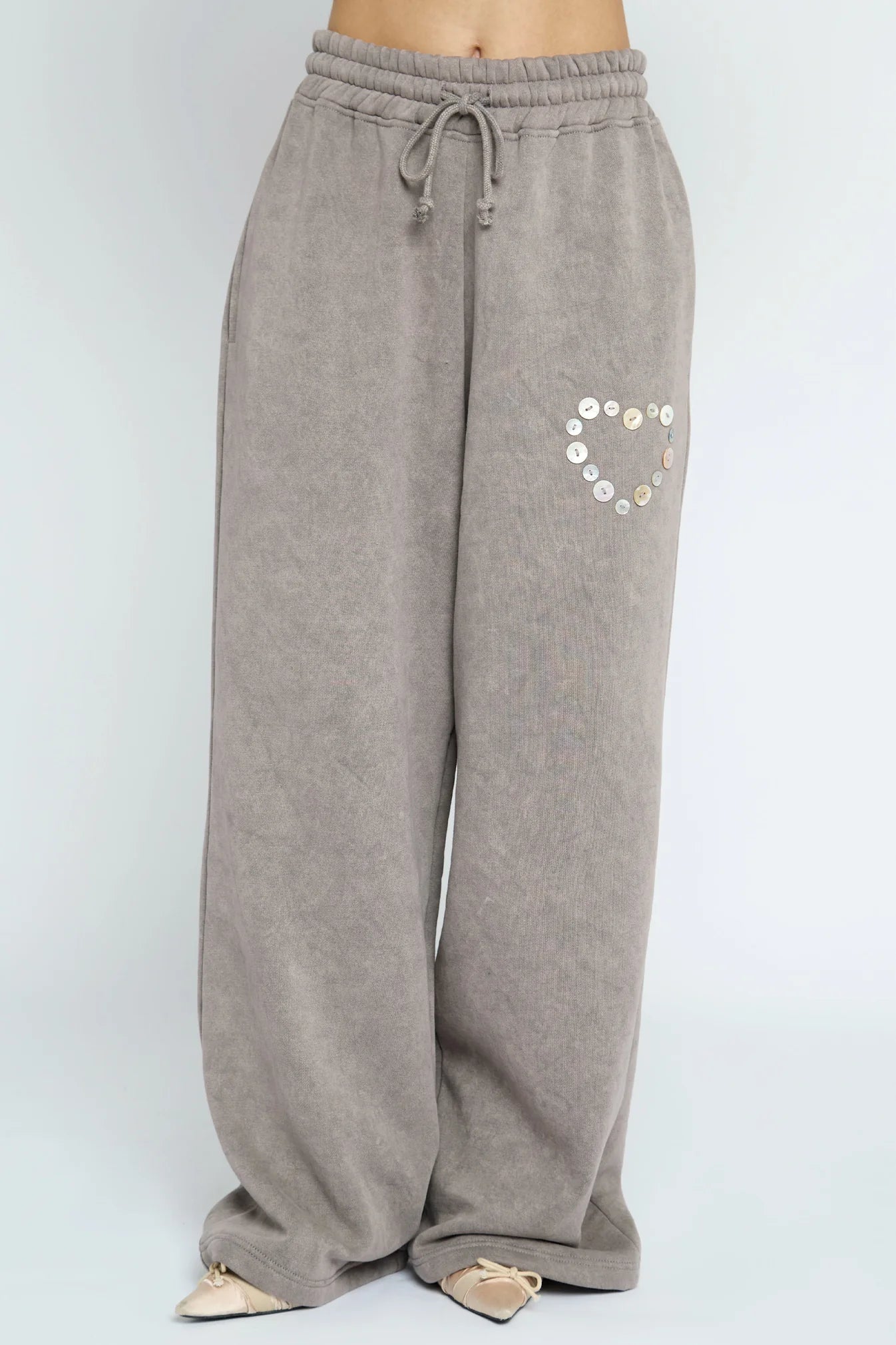 Shop Daisy Street Button Heart Grey Jogger Online