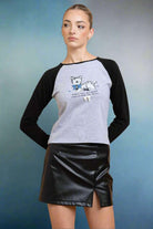 Daisy Street Deer Contrast Raglan Sleeve Tee T-Shirts by Daisy Street as seen on celebrities