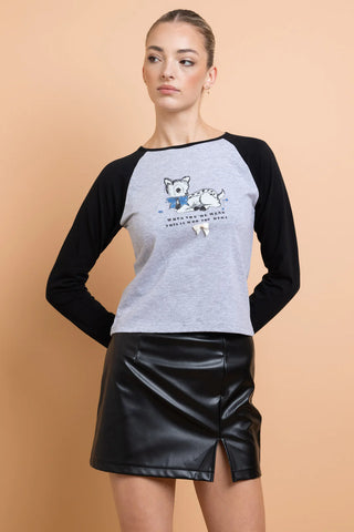 Buy Daisy Street Deer Contrast Raglan Sleeve Tee Online