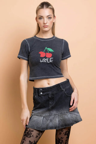 Shop Daisy Street Hole Cherry Washed Baby Tee Online