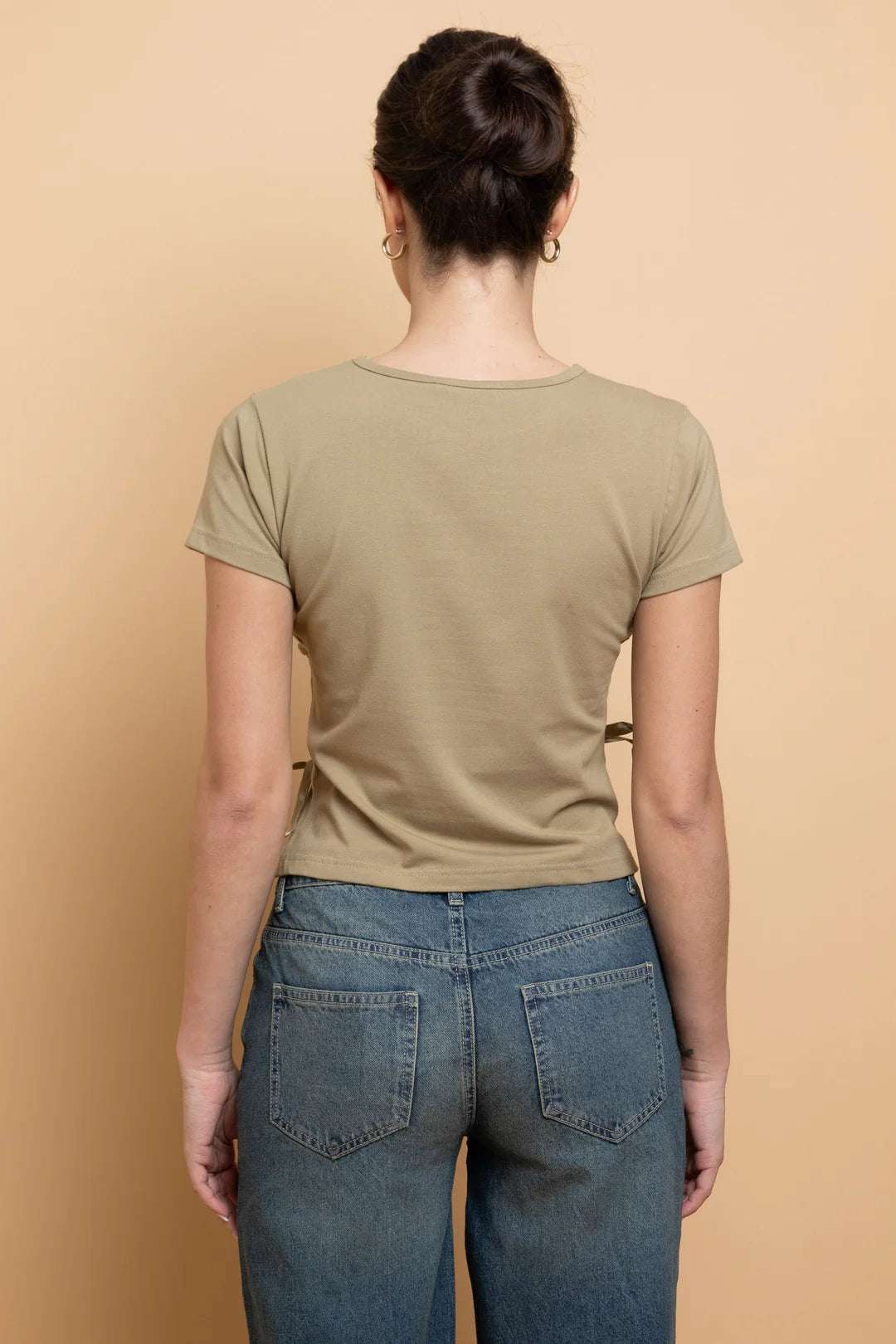 Daisy Street Lace Up Detail Baby Tee T-Shirts by Daisy Street as seen on celebrities