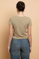 Daisy Street Lace Up Detail Baby Tee T-Shirts by Daisy Street as seen on celebrities