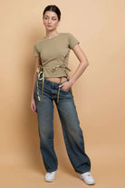 Daisy Street Lace Up Detail Baby Tee T-Shirts by Daisy Street as seen on celebrities