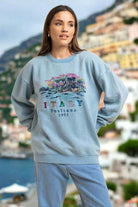 Daisy Street Positano Italy Embroidered Sweater Hoodie by Daisy Street as seen on celebrities