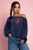Daisy Street Slashed Neck NYC Sweater Sweater by Daisy Street as seen on celebrities