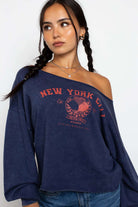 Daisy Street Slashed Neck NYC Sweater Sweater by Daisy Street as seen on celebrities