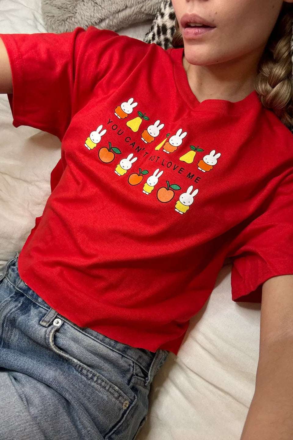 Daisy Street x Miffy You Cant Not Love Me Crop Tee T-Shirts by Daisy Street as seen on celebrities