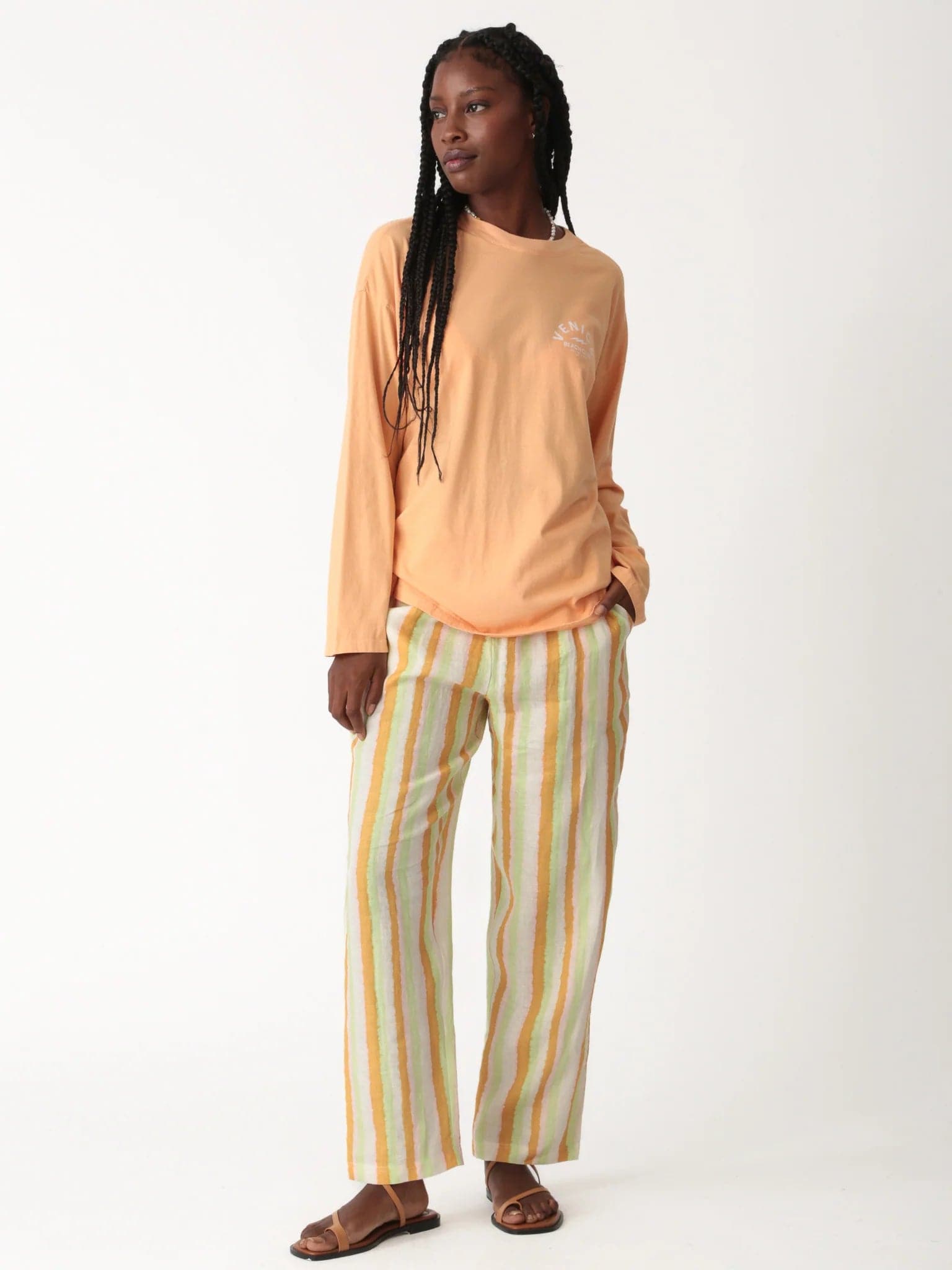 Electric and Rose Camden Boyfriend Tee - Beach Club Graphic Long Sleeved Top by Electric and Rose as seen on celebrities