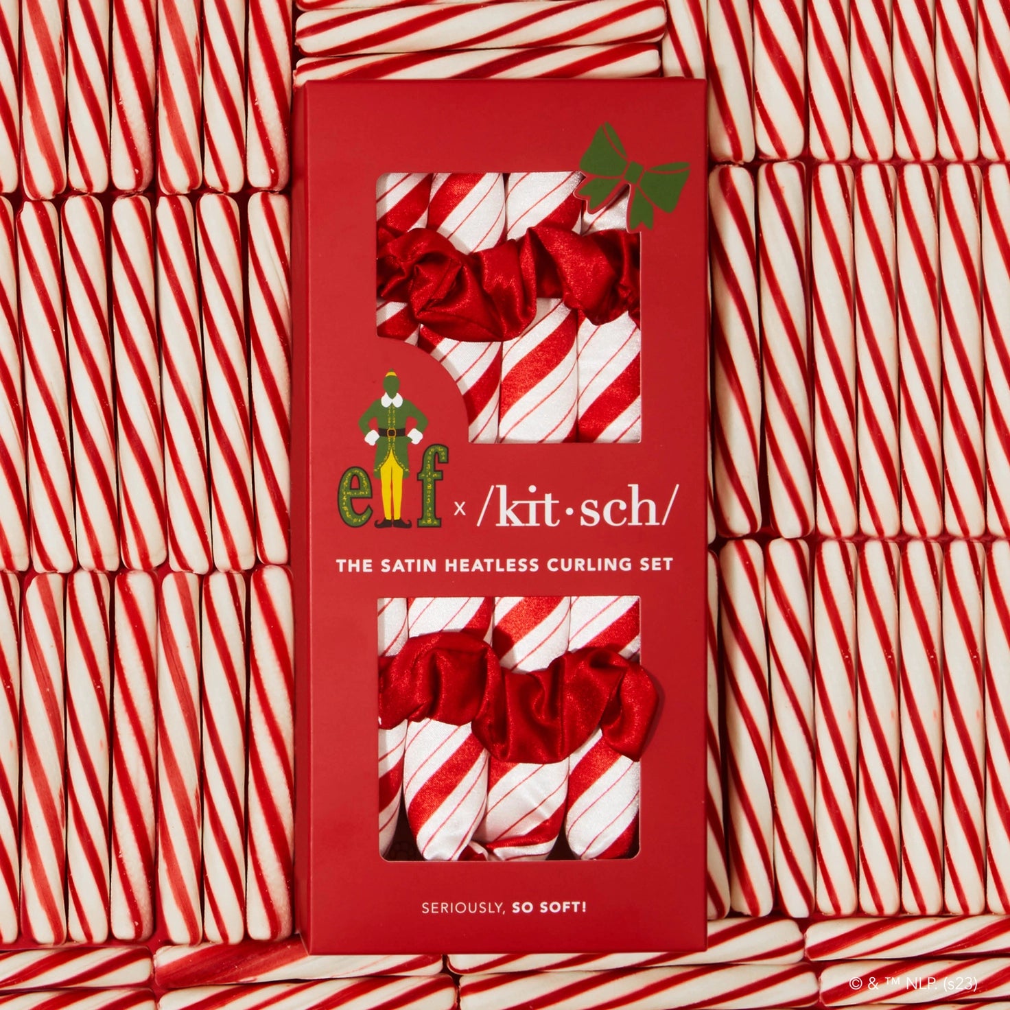 Shop Elf X Kitsch Satin Heatless Set- Candy Cane - Premium Hair from Kitsch Online now at Spoiled Brat 