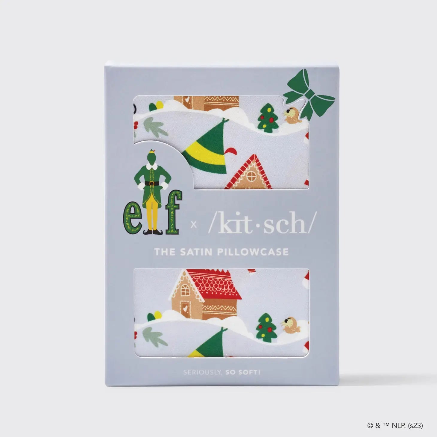 Shop Elf X Kitsch Satin Pillowcase- Periwinkle Christmas - Premium Pillow from Kitsch Online now at Spoiled Brat 