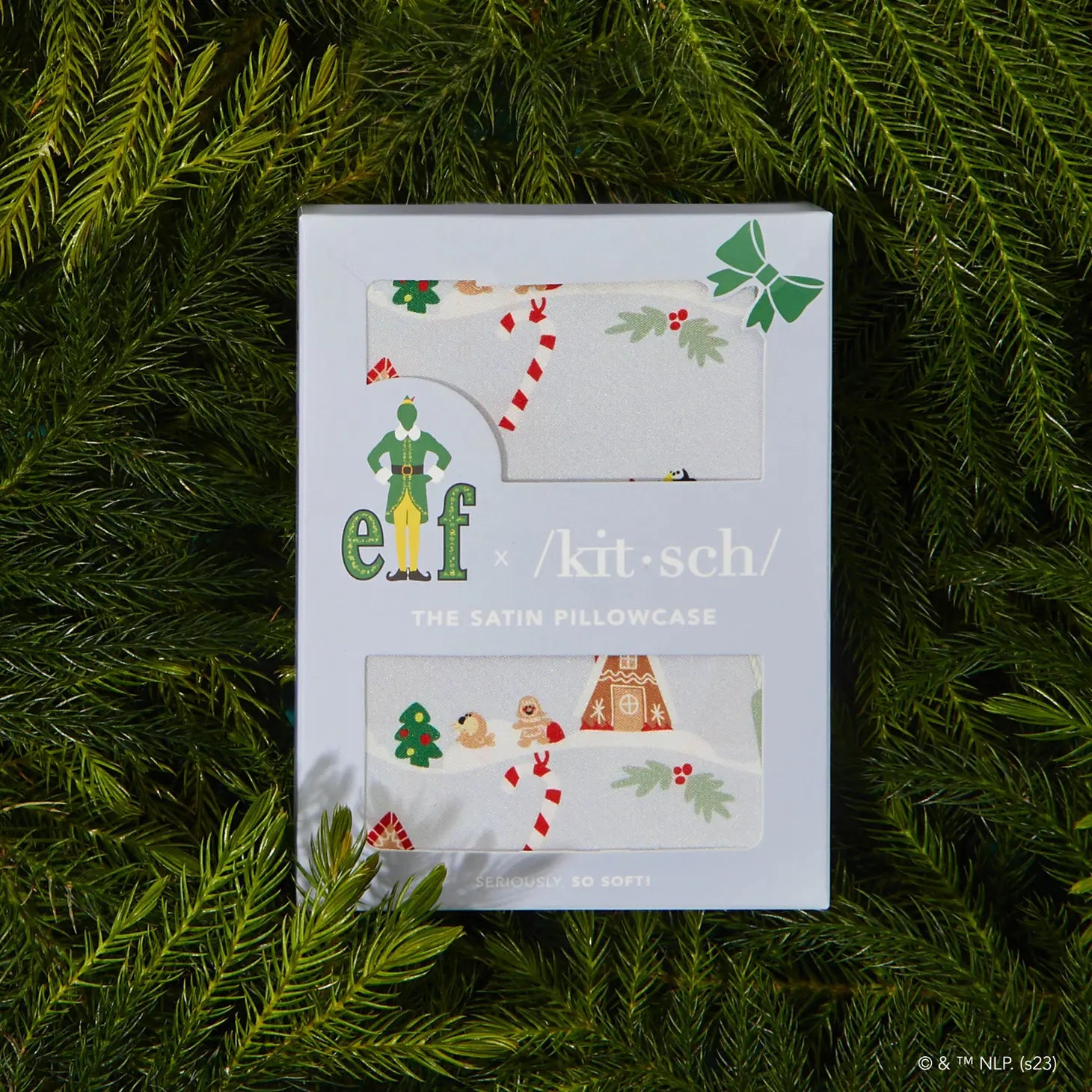 Shop Elf X Kitsch Satin Pillowcase- Periwinkle Christmas - Premium Pillow from Kitsch Online now at Spoiled Brat 