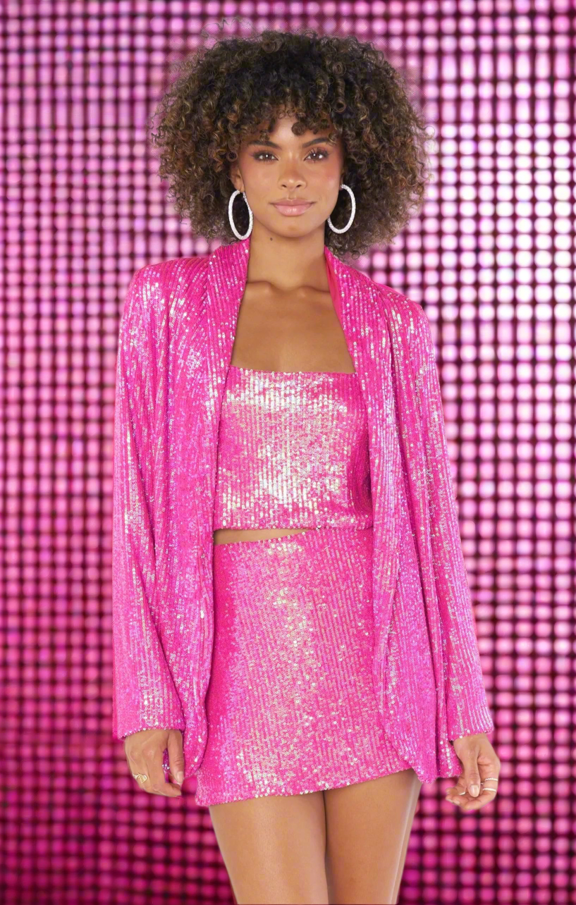 Shop Show Me Your Mumu Show Me Your Mumu Dance Blazer Pink Disco Sequin online at Spoiled Brat