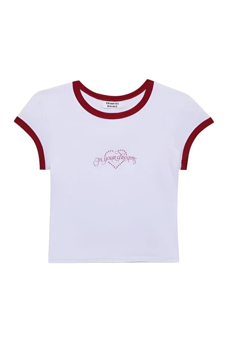 Frankies Bikinis Archie Cotton Tee as seen on Madelaine Petsch & Amelia Gray Top by Frankies Bikinis as seen on celebrities