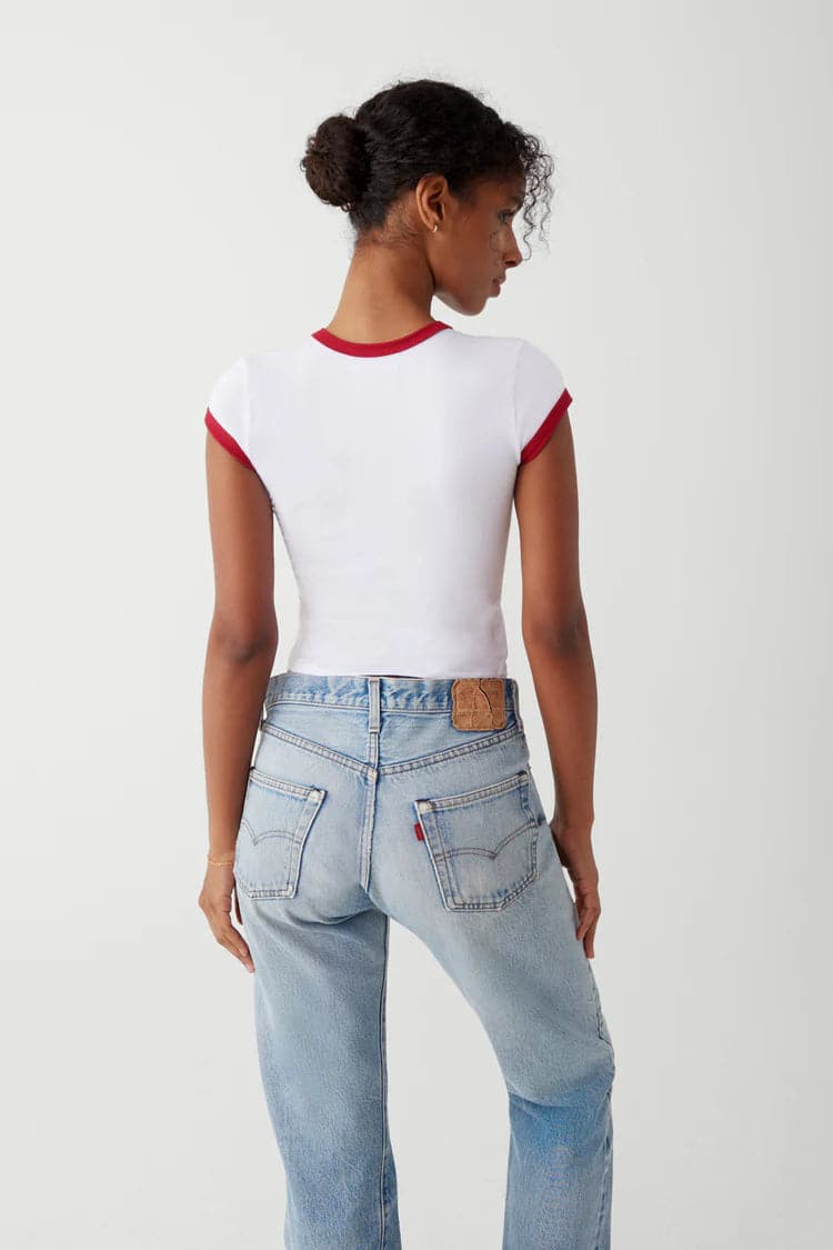 Frankies Bikinis Archie Cotton Tee as seen on Madelaine Petsch & Amelia Gray Top by Frankies Bikinis as seen on celebrities